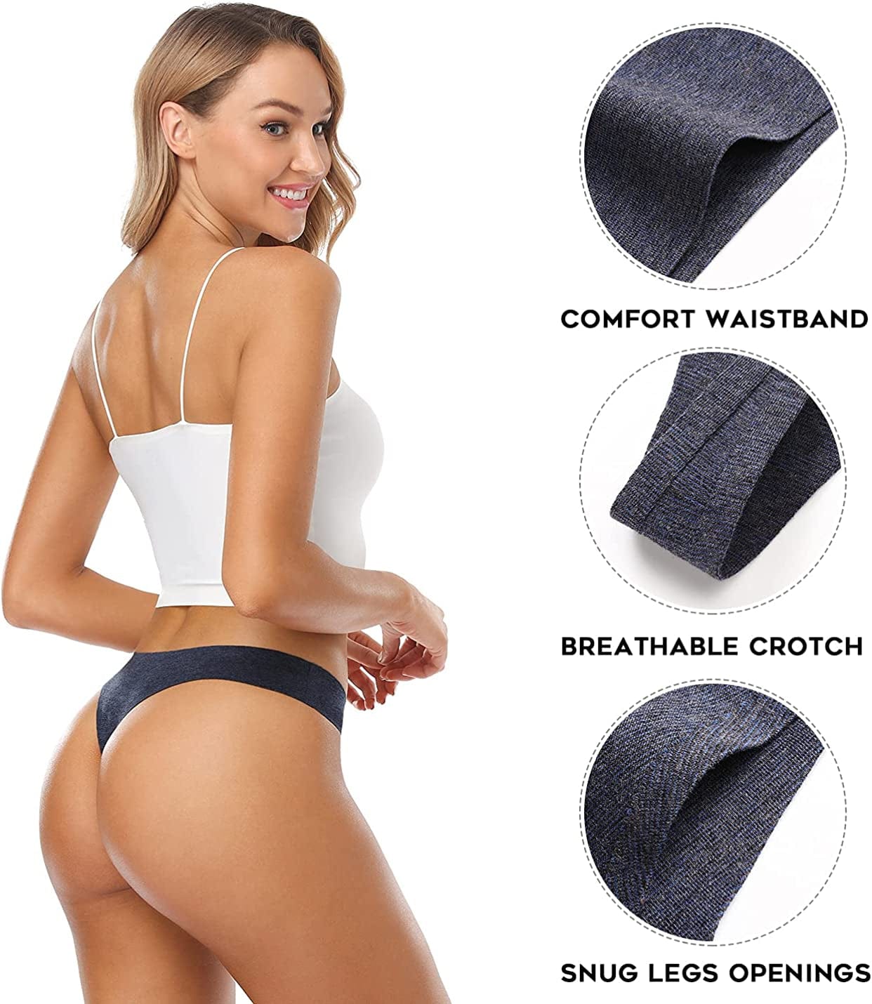 Wealurre Women'S Cotton Thong Breathable Panties Low Rise Underwear