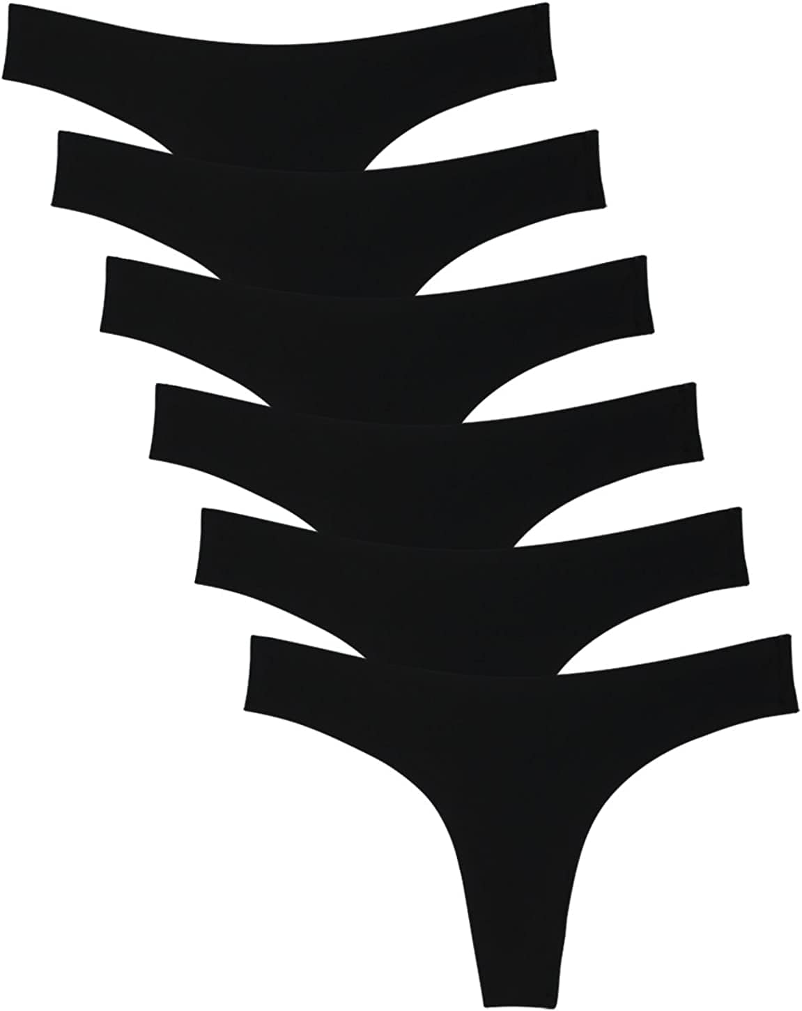 Wealurre Women'S Microfiber Low Rise No Show Thong Pantie Black / Small