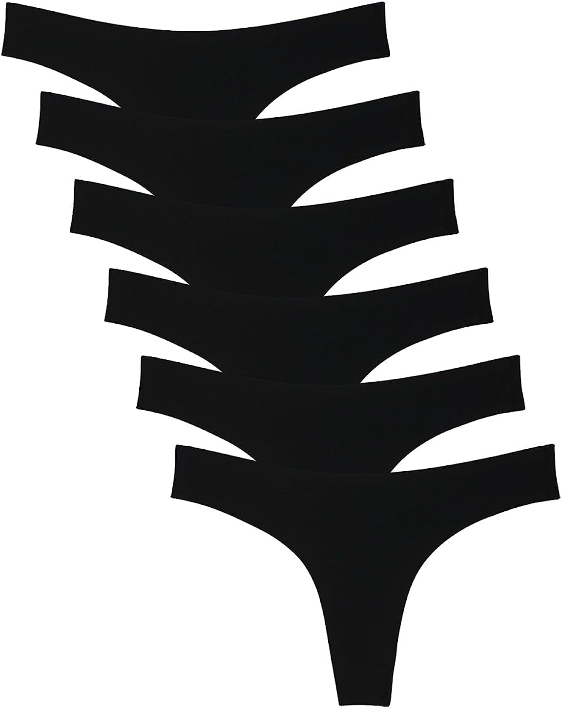 Wealurre Women'S Microfiber Low Rise No Show Thong Pantie Black / XX-Large