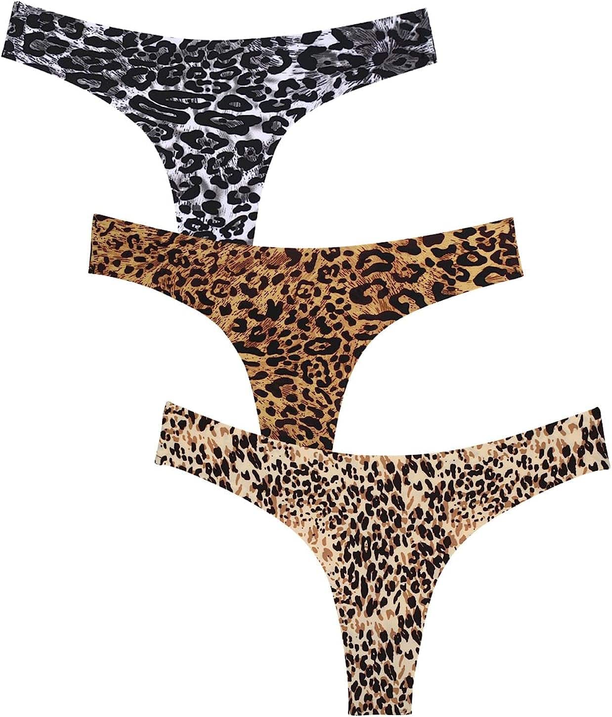 Wealurre Women'S Microfiber Low Rise No Show Thong Pantie Leopard / Small