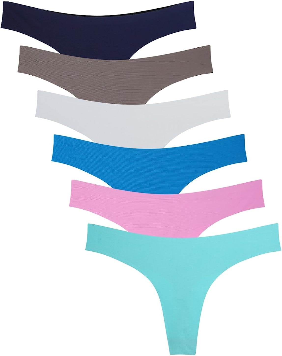 Wealurre Women'S Microfiber Low Rise No Show Thong Pantie Db/Br/G/Bl/Pi/Tu / Small