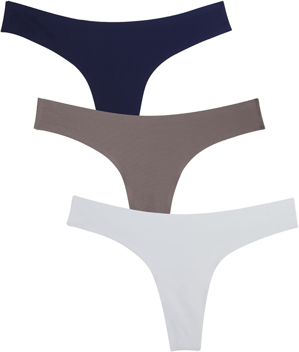 Wealurre Women'S Microfiber Low Rise No Show Thong Pantie Dark Blue/Brown/Gray / Small