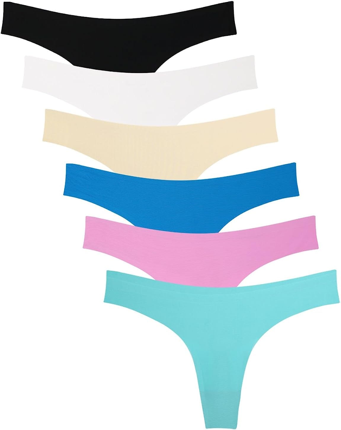 Wealurre Women'S Microfiber Low Rise No Show Thong Pantie B/W/a/Bl/Tu/Pi / Large