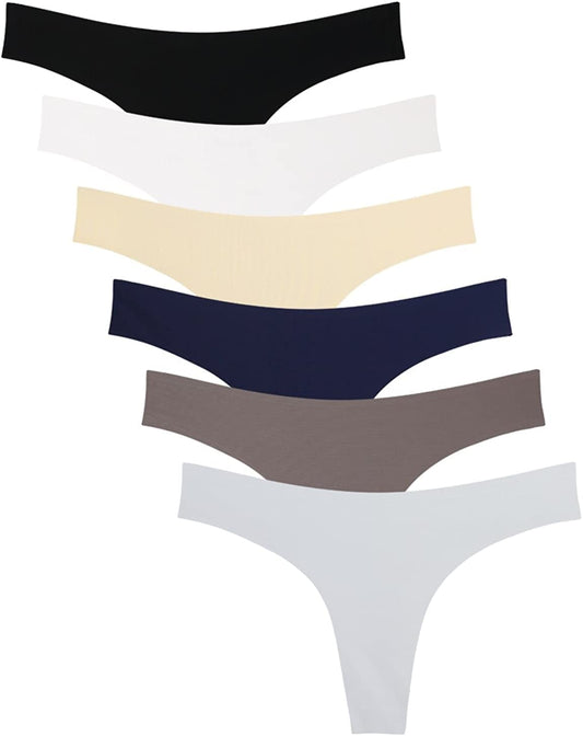 Wealurre Women'S Microfiber Low Rise No Show Thong Pantie B/W/a/Db/Br/G / Small