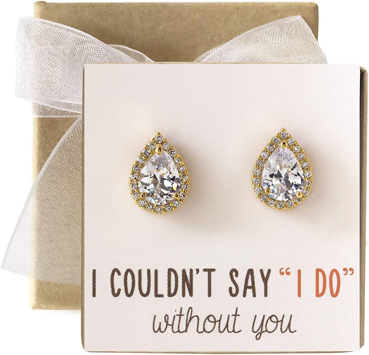 Wedding Bridesmaid Jewelry Gift - Pear Teardrop Stud Post or Clip on Earrings in Gold, Rose Gold, Silver