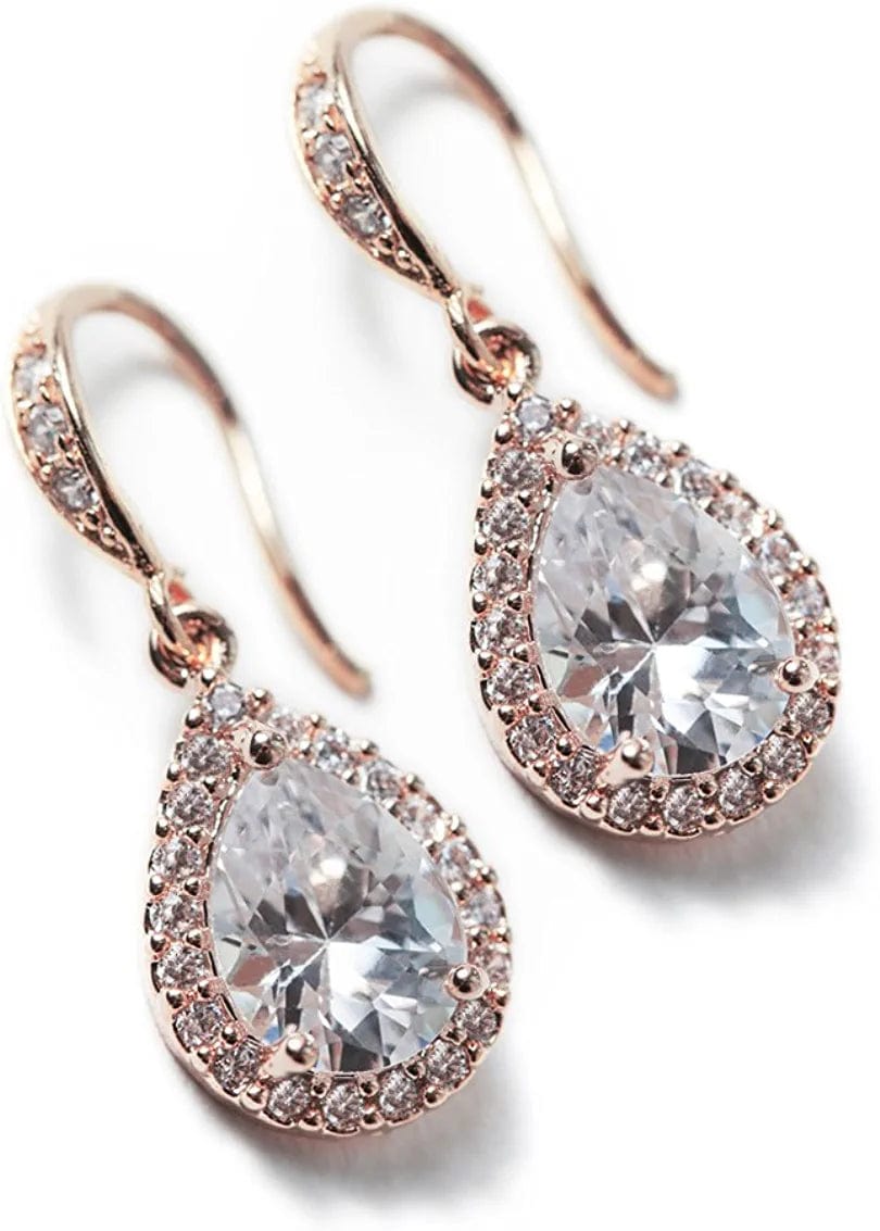 Wedding Bridesmaids Gift Drop Dangle Earrings or Jewelry Set in Silver, Yellow Gold, Rose Gold