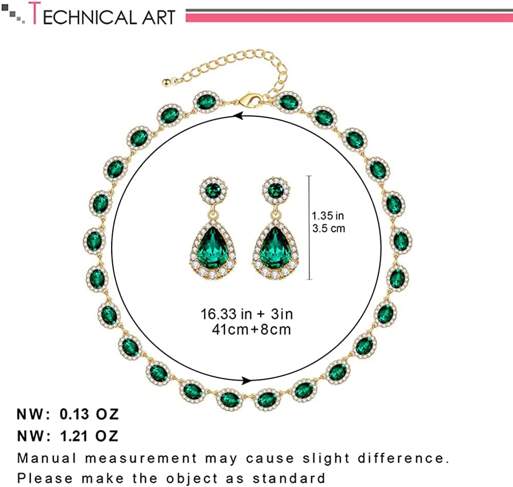 Wedding Jewelry Set for Women Bridal Necklace and Earrings for Bridemaids Costume Jewelry Set for Women Bridal Jewelry Set for Wedding Prom Jewelry Set