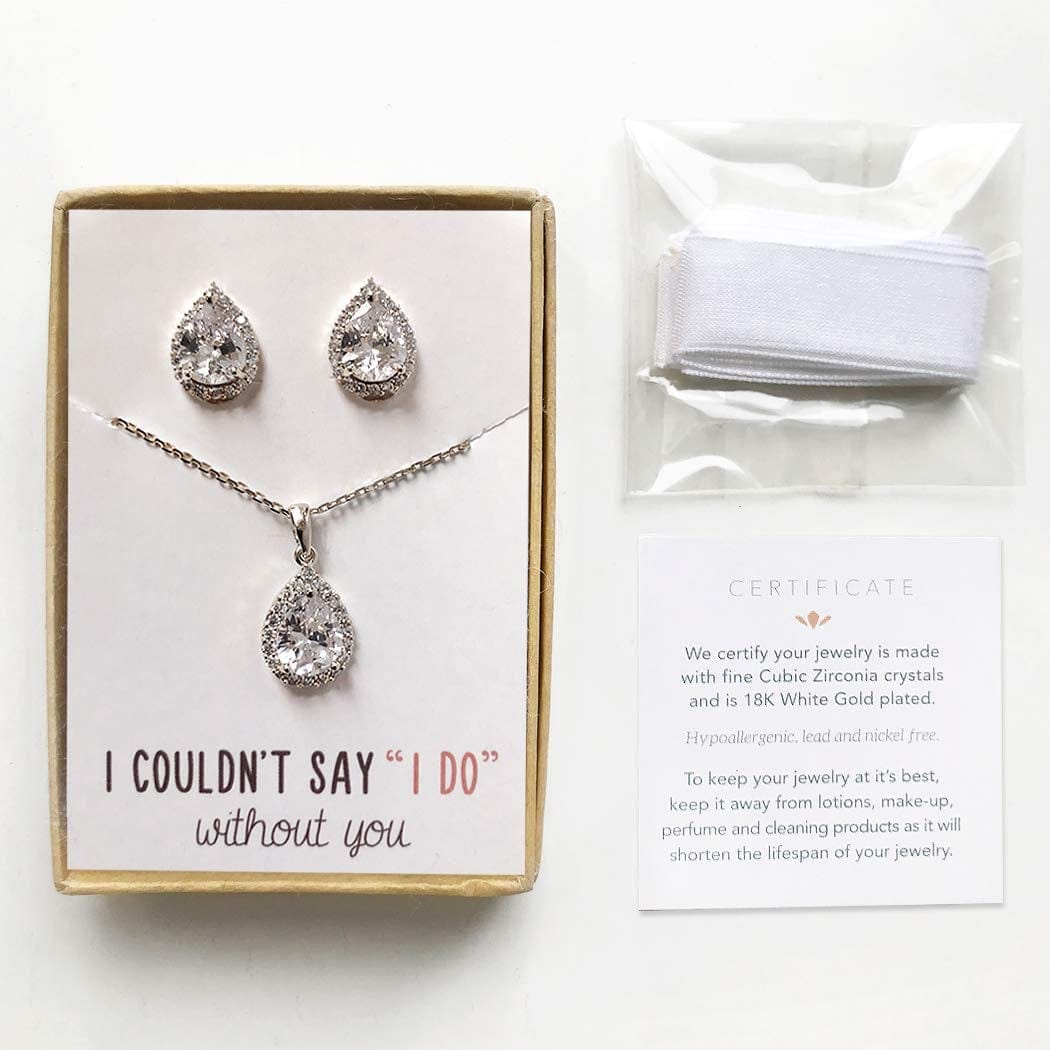 Wedding Jewelry Set, Tear Drop Necklace and Earrings Set in Gold, Rose Gold, Silver