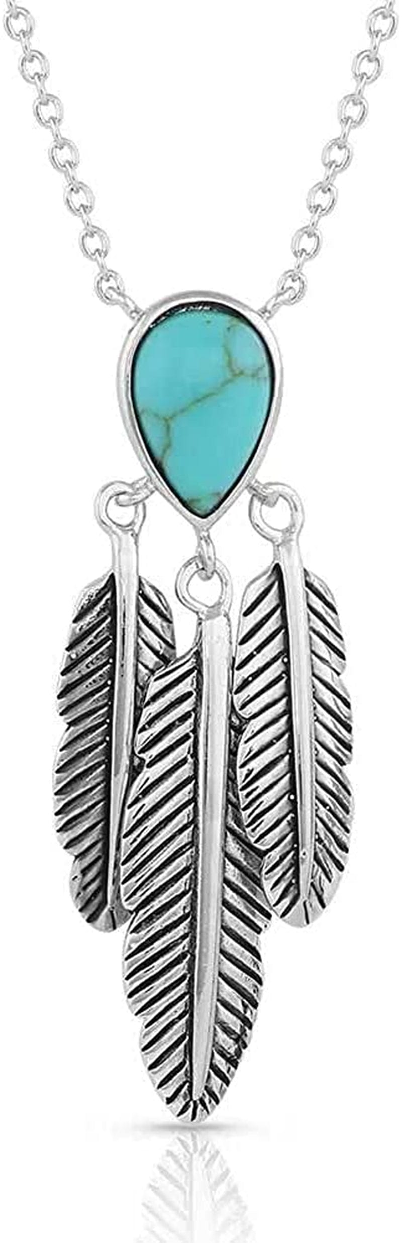 Western Lifestyle Feather Necklace Spirit Tears Feather Turquoise