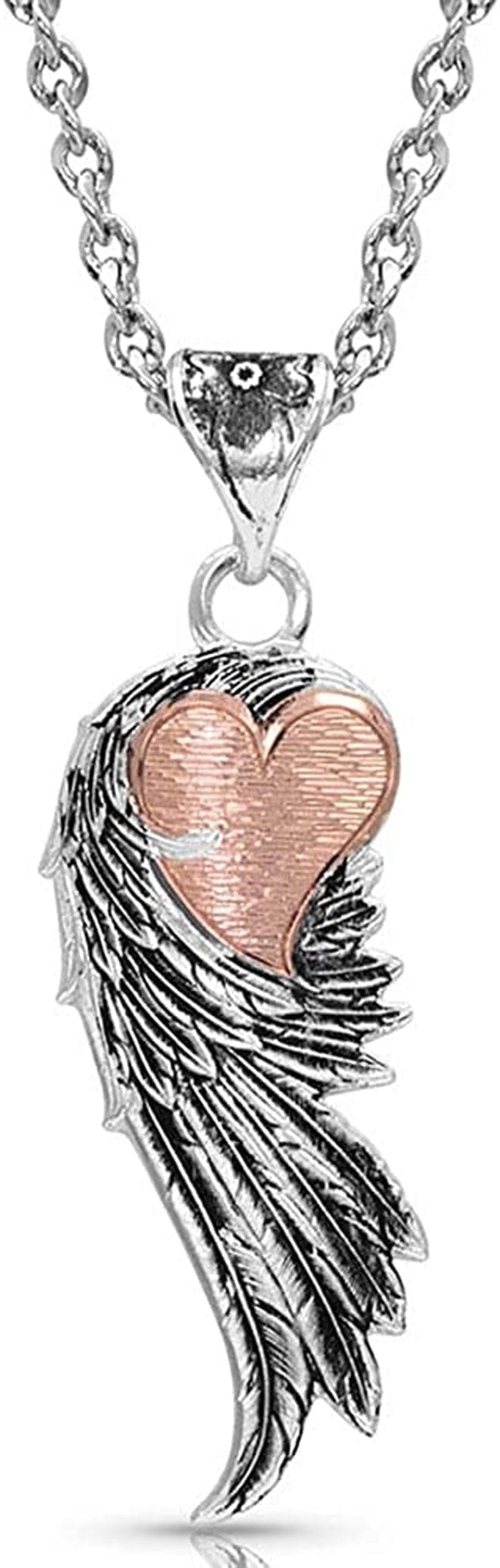 Western Lifestyle Feather Necklace Rose Gold Heart Strings