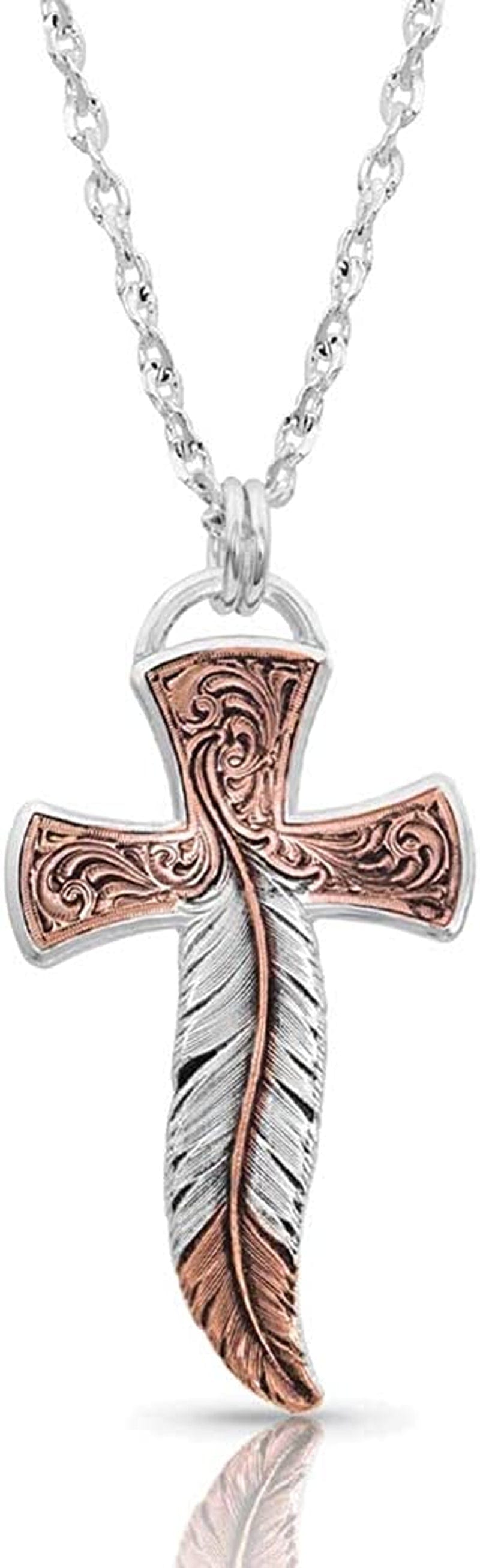 Western Lifestyle Feather Necklace Wind Dancer Cross