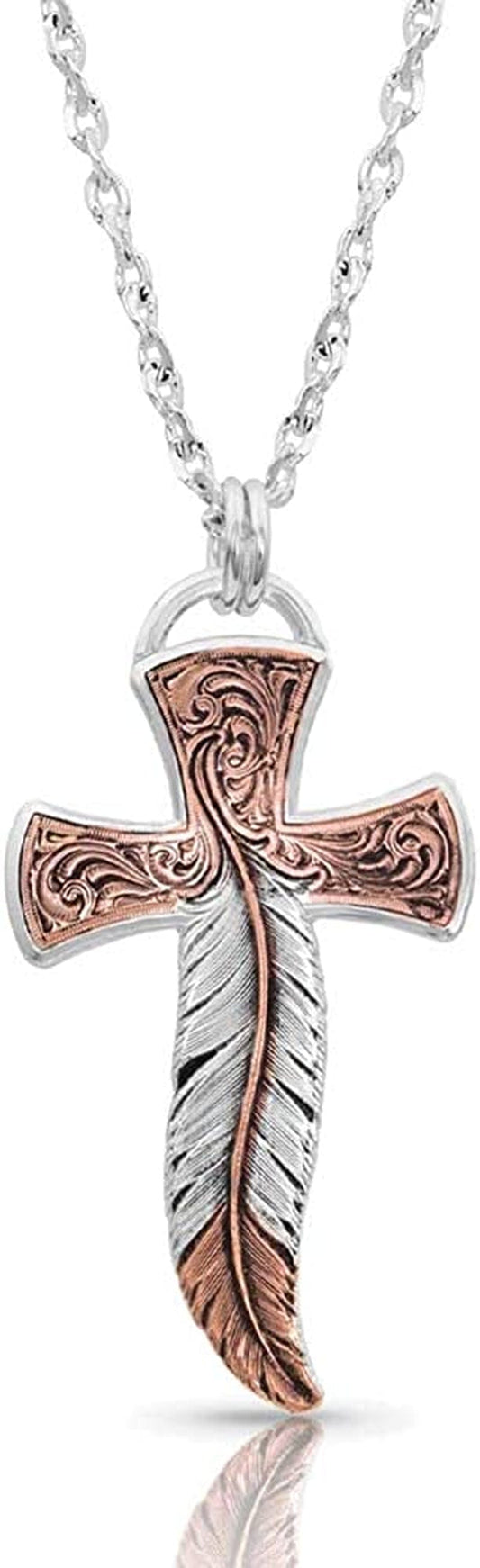 Western Lifestyle Feather Necklace Wind Dancer Cross