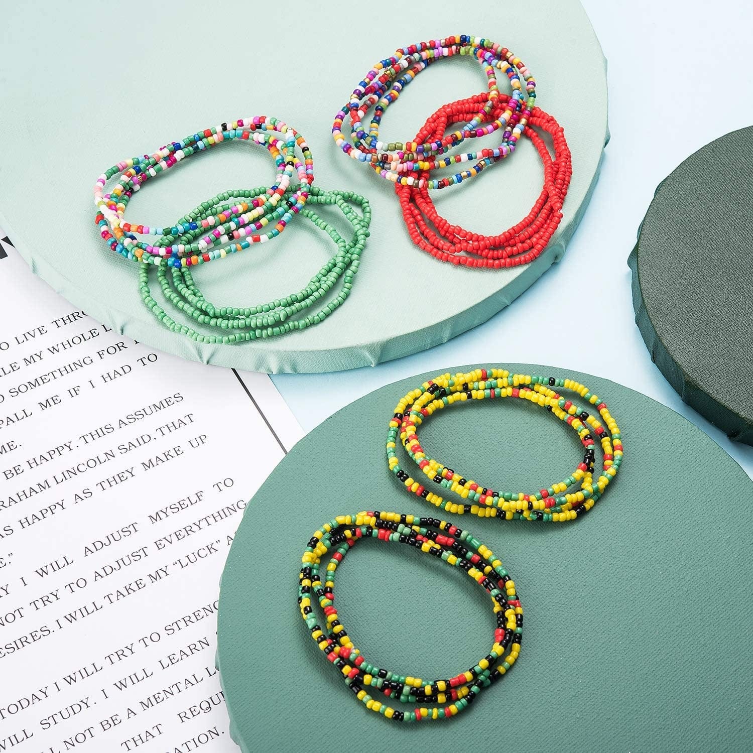 WFYOU 18-24 Pcs Waist Beads for Women Colorful African Waist Beads Body Belly Waist Chain Summer Bikini Jewelry for Woman Girl Apparel & Accessories > Jewelry > Body Jewelry WFYOU