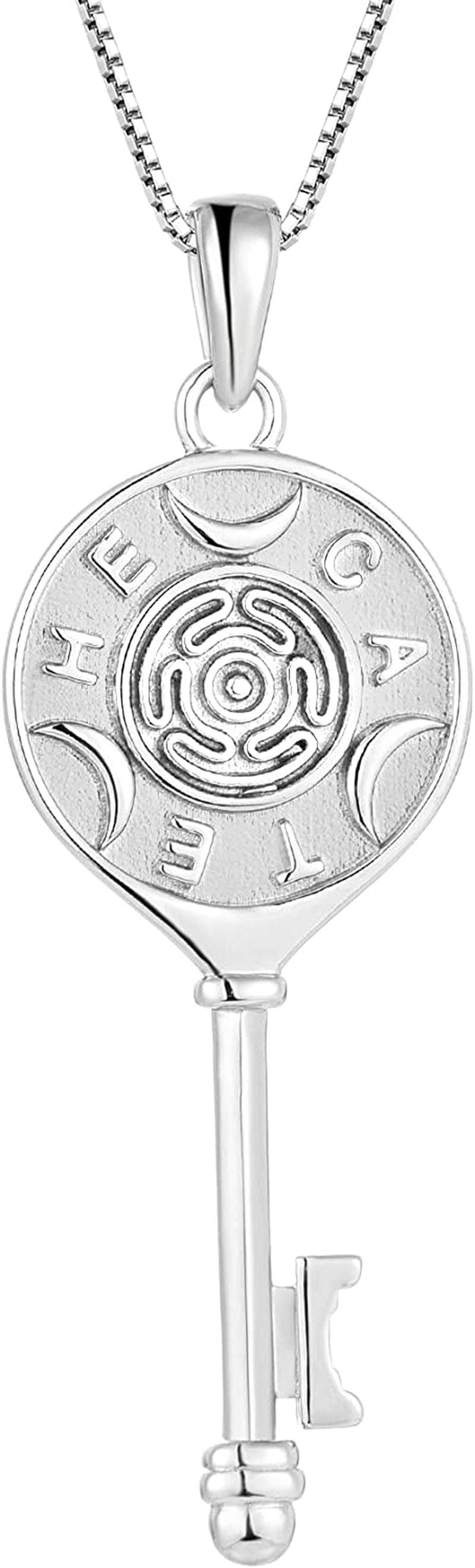 Wheel of Hecate Necklace S925 Silver Wiccan Pagan Goddess Necklace Literary Jewelry Women Hecate Key Pendant