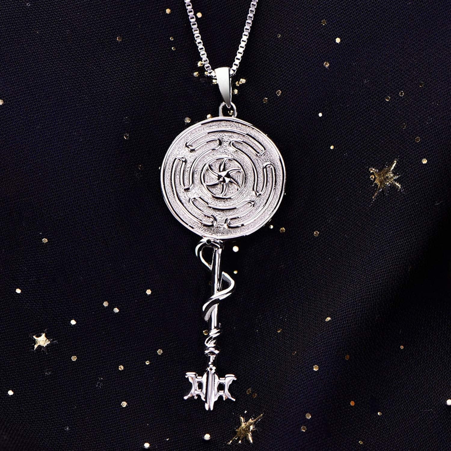 Wheel of Hecate Necklace S925 Silver Wiccan Pagan Goddess Necklace Literary Jewelry