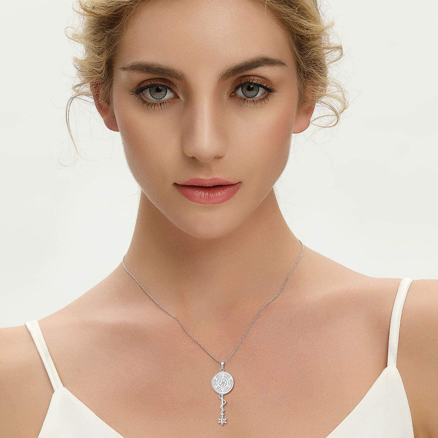 Wheel of Hecate Necklace S925 Silver Wiccan Pagan Goddess Necklace Literary Jewelry