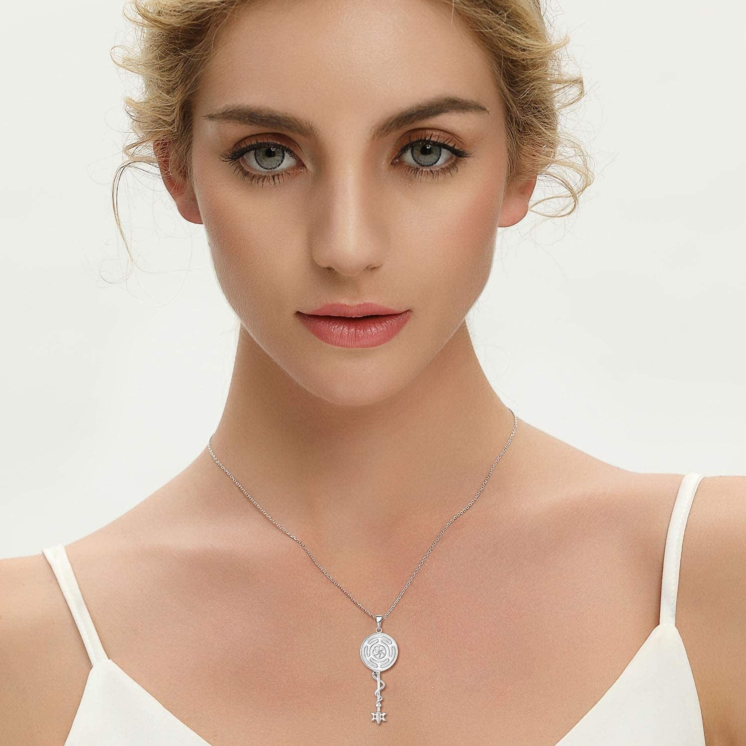 Wheel of Hecate Necklace S925 Silver Wiccan Pagan Goddess Necklace Literary Jewelry