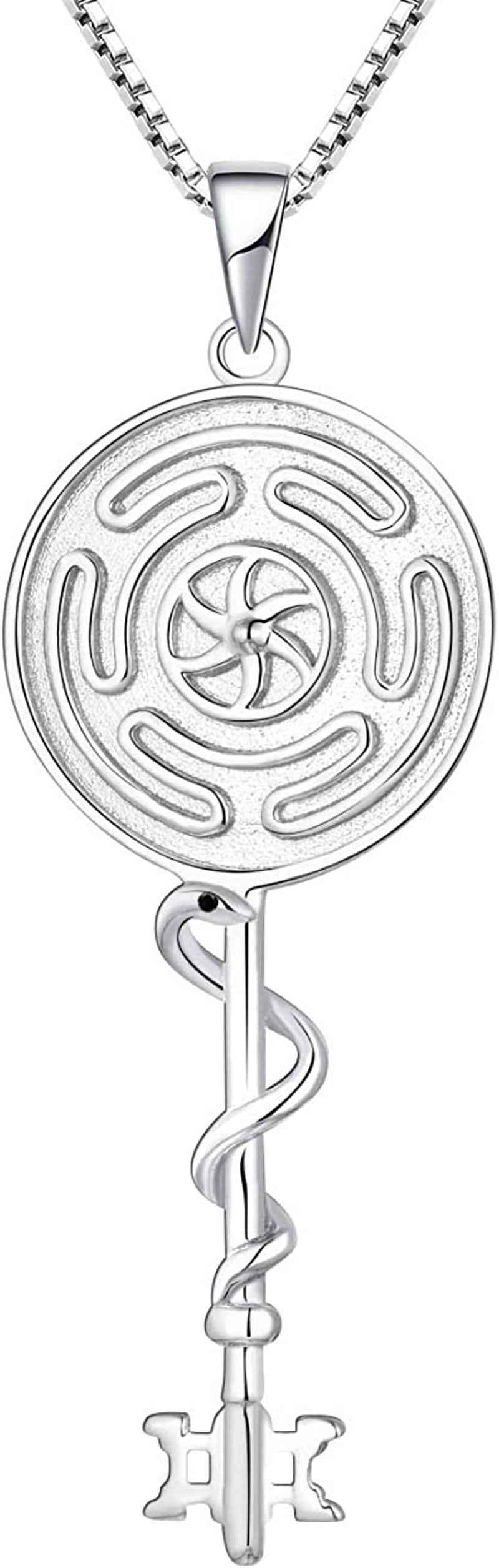 Wheel of Hecate Necklace S925 Silver Wiccan Pagan Goddess Necklace Literary Jewelry Wheel of Hecate Key Pendant