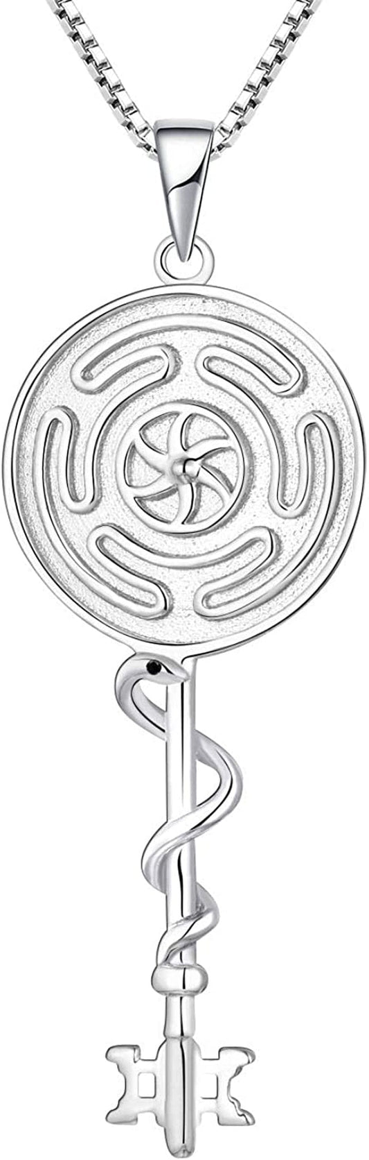 Wheel of Hecate Necklace S925 Silver Wiccan Pagan Goddess Necklace Literary Jewelry Wheel of Hecate Key Pendant