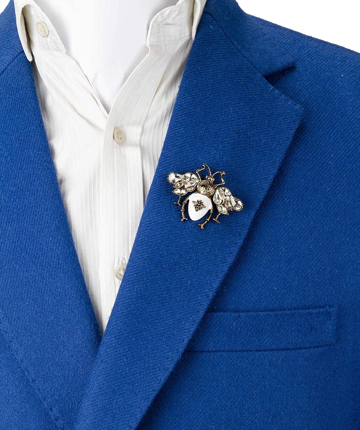 White and Matte Gold Bee with Swarovski Champagne Stone Multicolour Owl Brooch