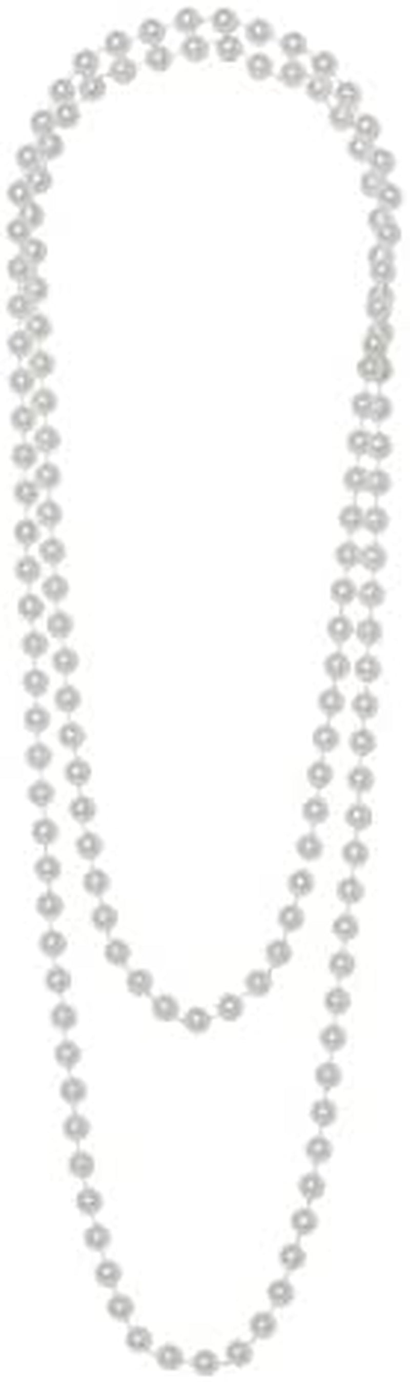 White Pearl Beaded Necklace - 62 Inches - 1 Pc