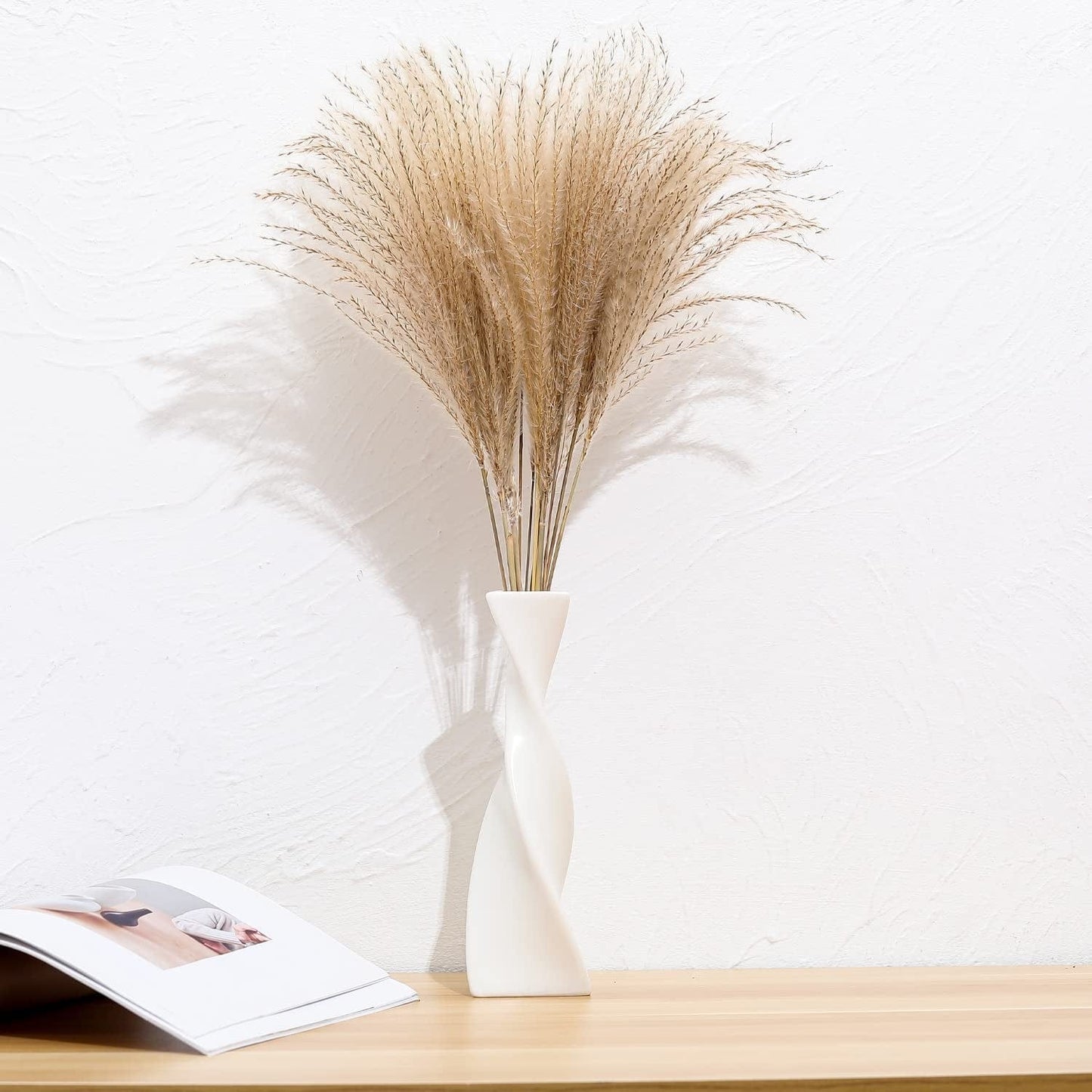 White Vases for Decor, Ceramic Vase Twist Modern Home Decor Vases for Centerpieces, Flower Decorative Vase, Pampas Grass Vase, 3Pcs Minimalist Nordic Boho Ins Style for Wedding Table Party Living Room