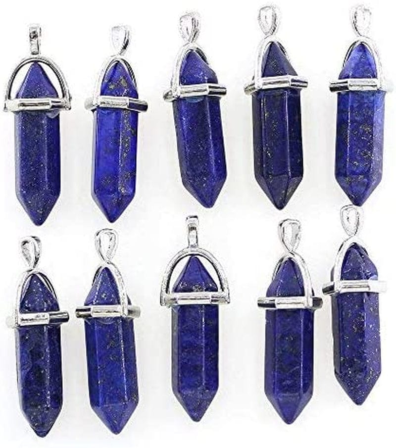 Wholesale 10 PCS Clear Quartz Crystal Stone Point Healing Reiki Chakra Pendants for Jewelry Making Lapis lazuli