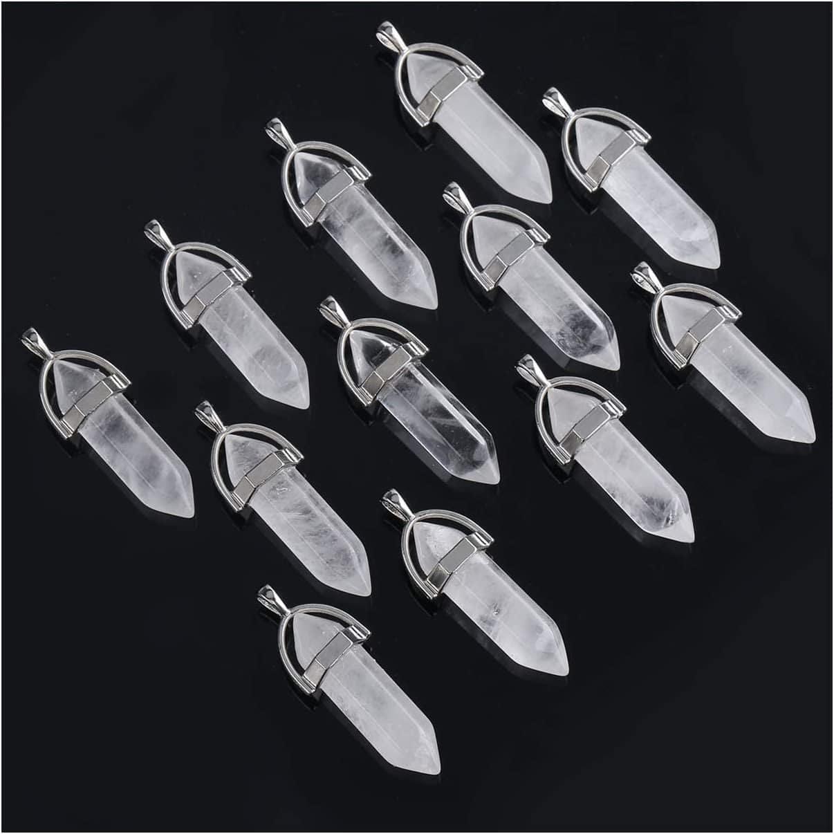 Wholesale 10 PCS Clear Quartz Crystal Stone Point Healing Reiki Chakra Pendants for Jewelry Making