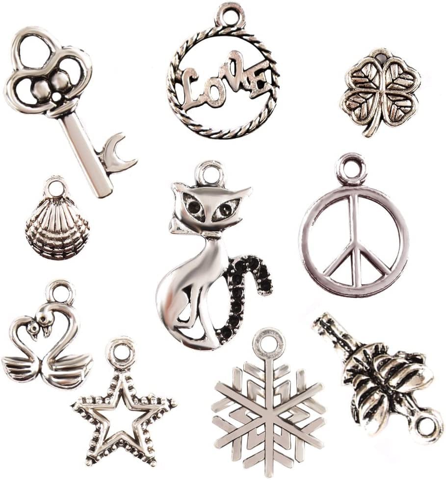 Wholesale 100 Pieces Mixed Charms Pendants DIY for Jewelry Making and Crafting