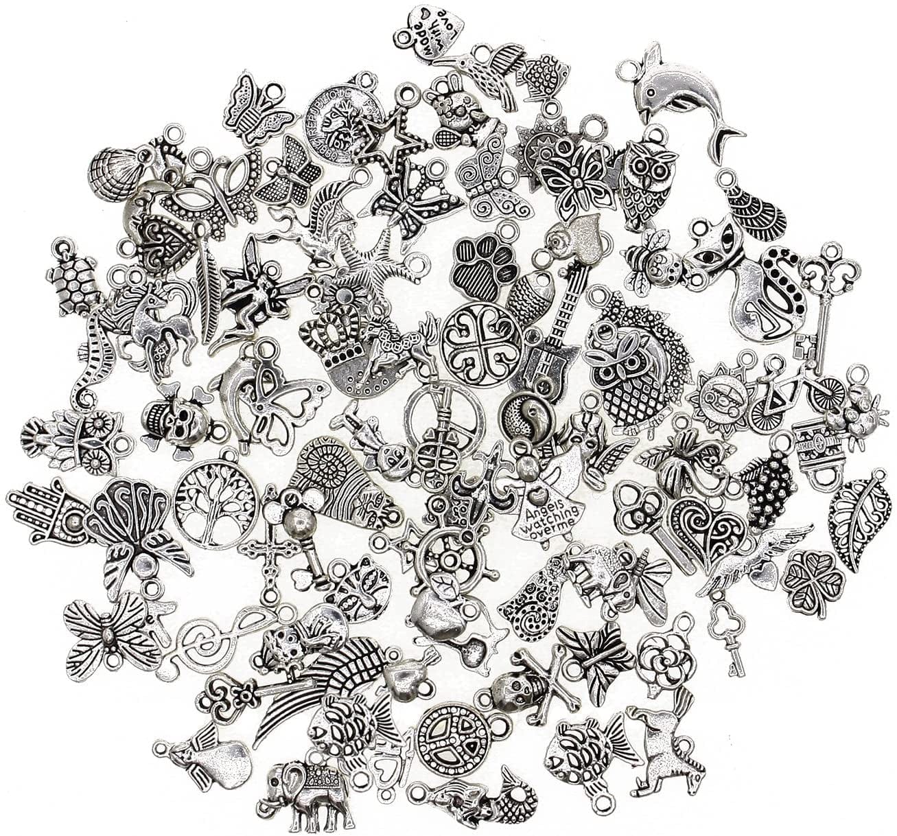 Wholesale 100 Pieces Mixed Charms Pendants DIY for Jewelry Making and Crafting