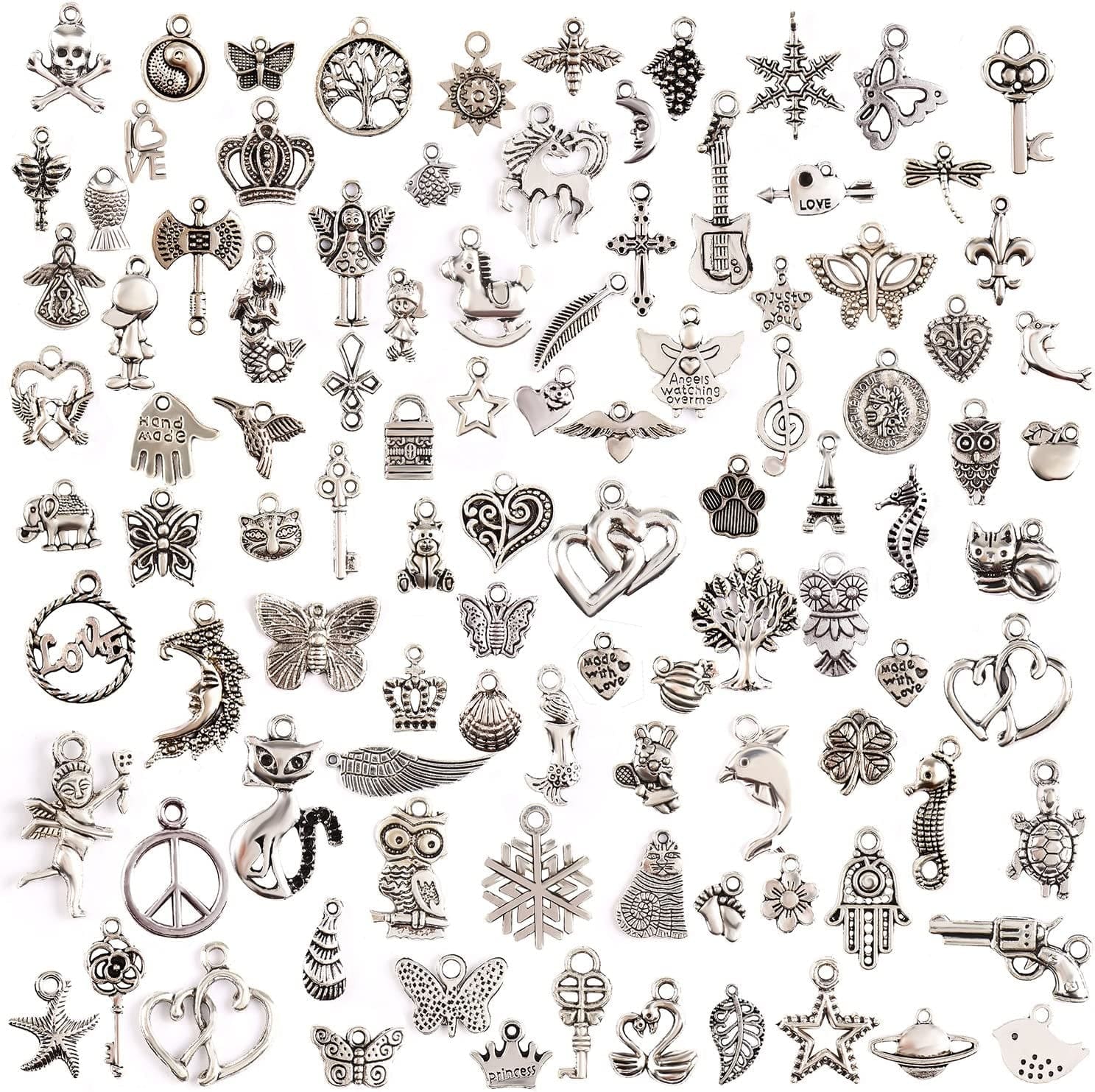 Wholesale 100 Pieces Mixed Charms Pendants DIY for Jewelry Making and Crafting