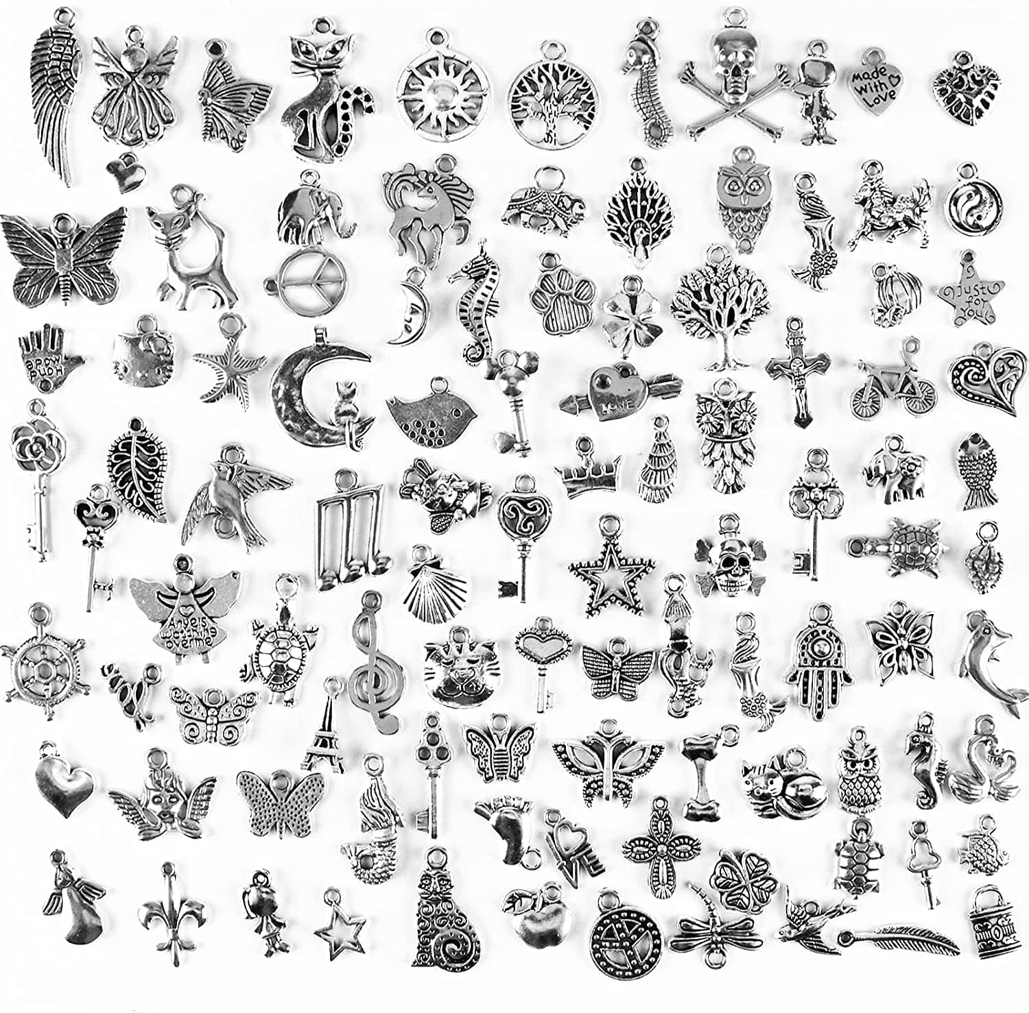 Wholesale Bulk Charms Tibetan Silver Alloy Small Pendant Bracelet Charms Necklace Pendant Handmade DIY Jewelry Tibetan Silver Accessories 100pcs