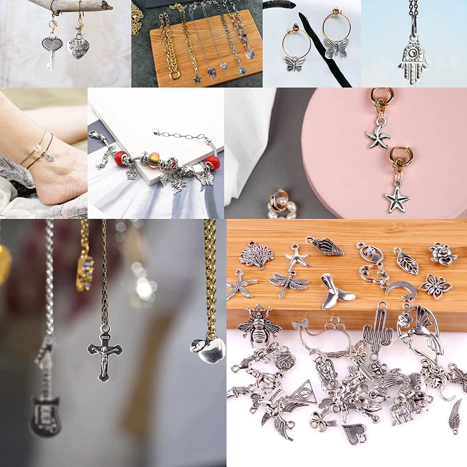 Wholesale Bulk Charms Tibetan Silver Alloy Small Pendant Bracelet Charms Necklace Pendant Handmade DIY Jewelry Tibetan Silver Accessories