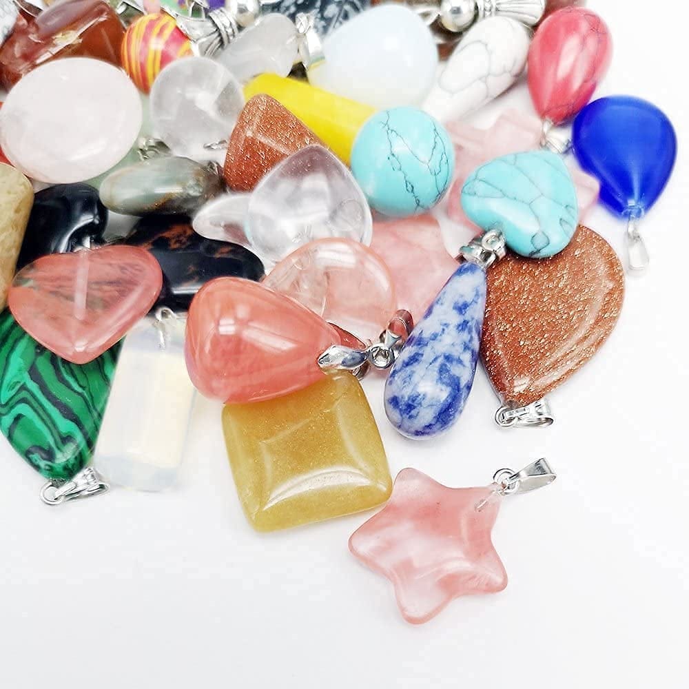 Wholesale Lots Mix Random 40Pcs Artificial Glass Stone like Pendants Charms Crystal Stone Beads Bracelet Necklace Charm