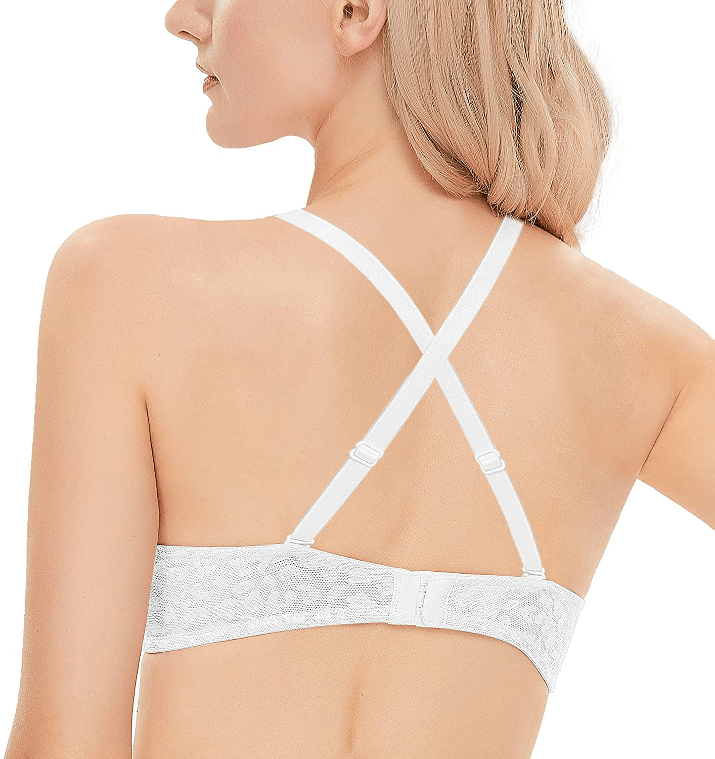 Wingslove Women's Push Up Bra Deep V Plunge Underwire T-Shirt Bra Multiway 2 Cups Up