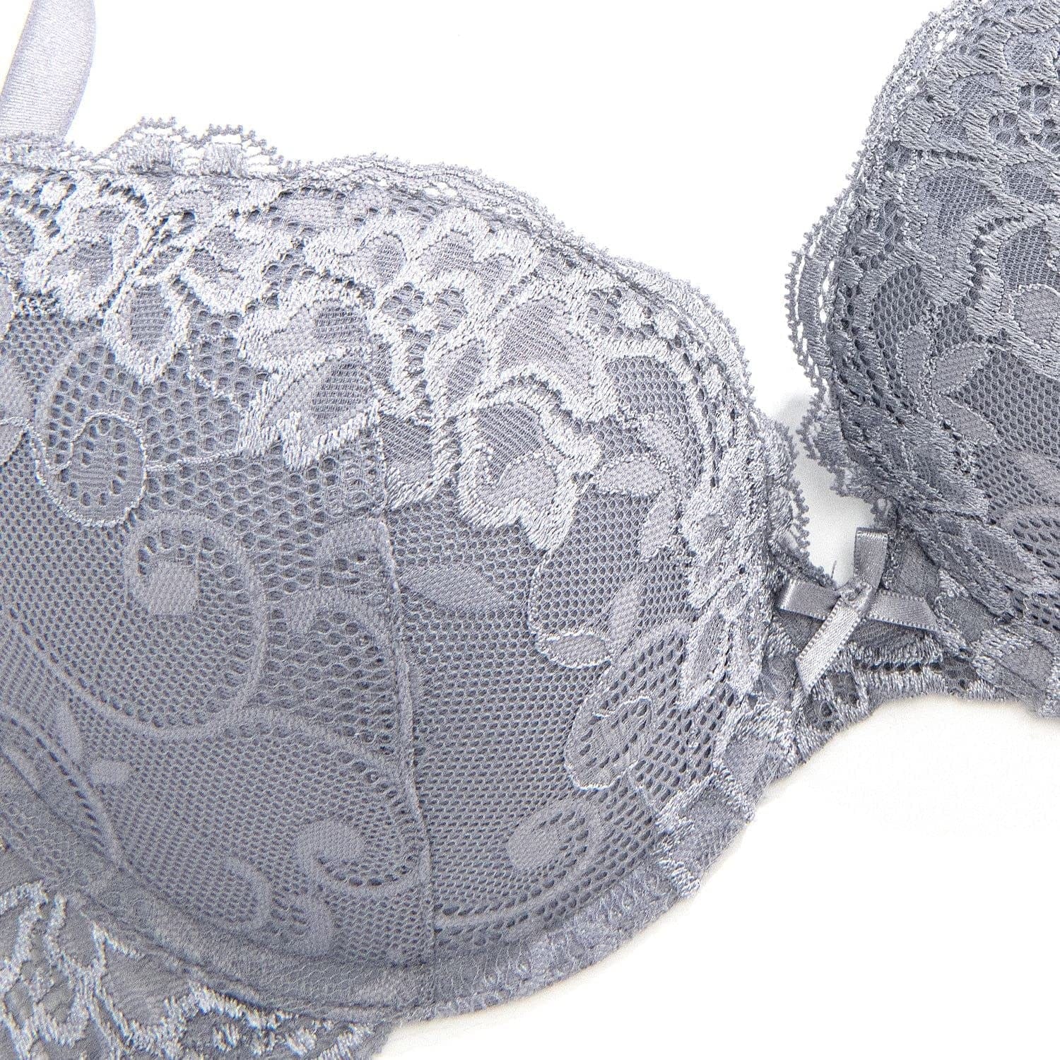 Wingslove Women'S Push up Bra Lace Comfort Padded Bra Add 1 Cup Brassiere Plunge Underwire Bra Lift up Bras