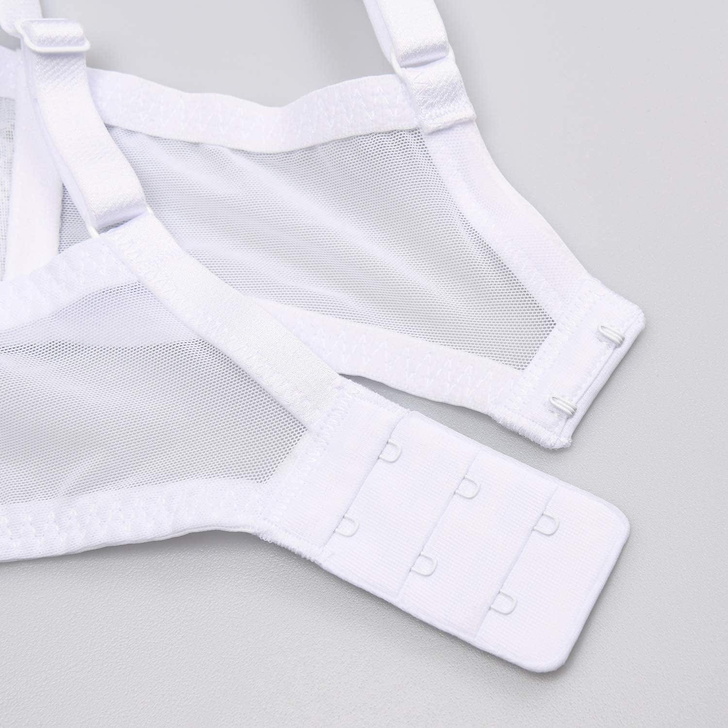 Wingslove Women'S Sexy Bra Sheer Lace Bra Plunge Unlined Full Coverage See through Underwire Bra