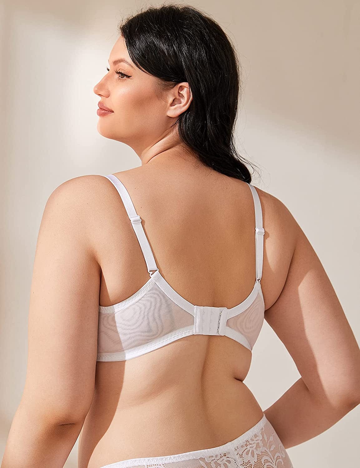 Wingslove Women'S Sexy Bra Sheer Lace Bra Plunge Unlined Full Coverage See through Underwire Bra