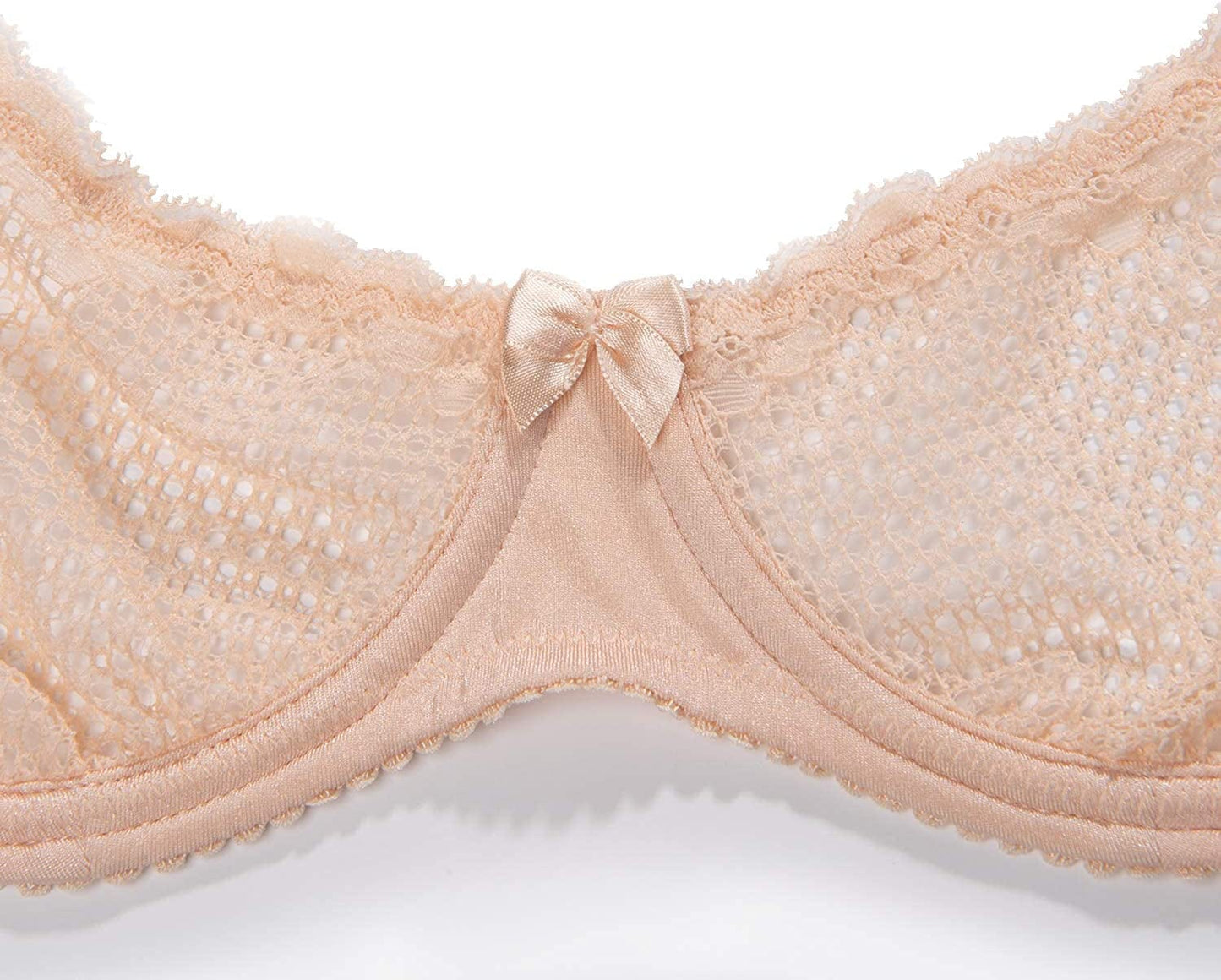 Wingslove Women'S Sexy Lace Bra See through Mesh Unlined Balconette Demi Cup Underwire Non-Padded Lingerie