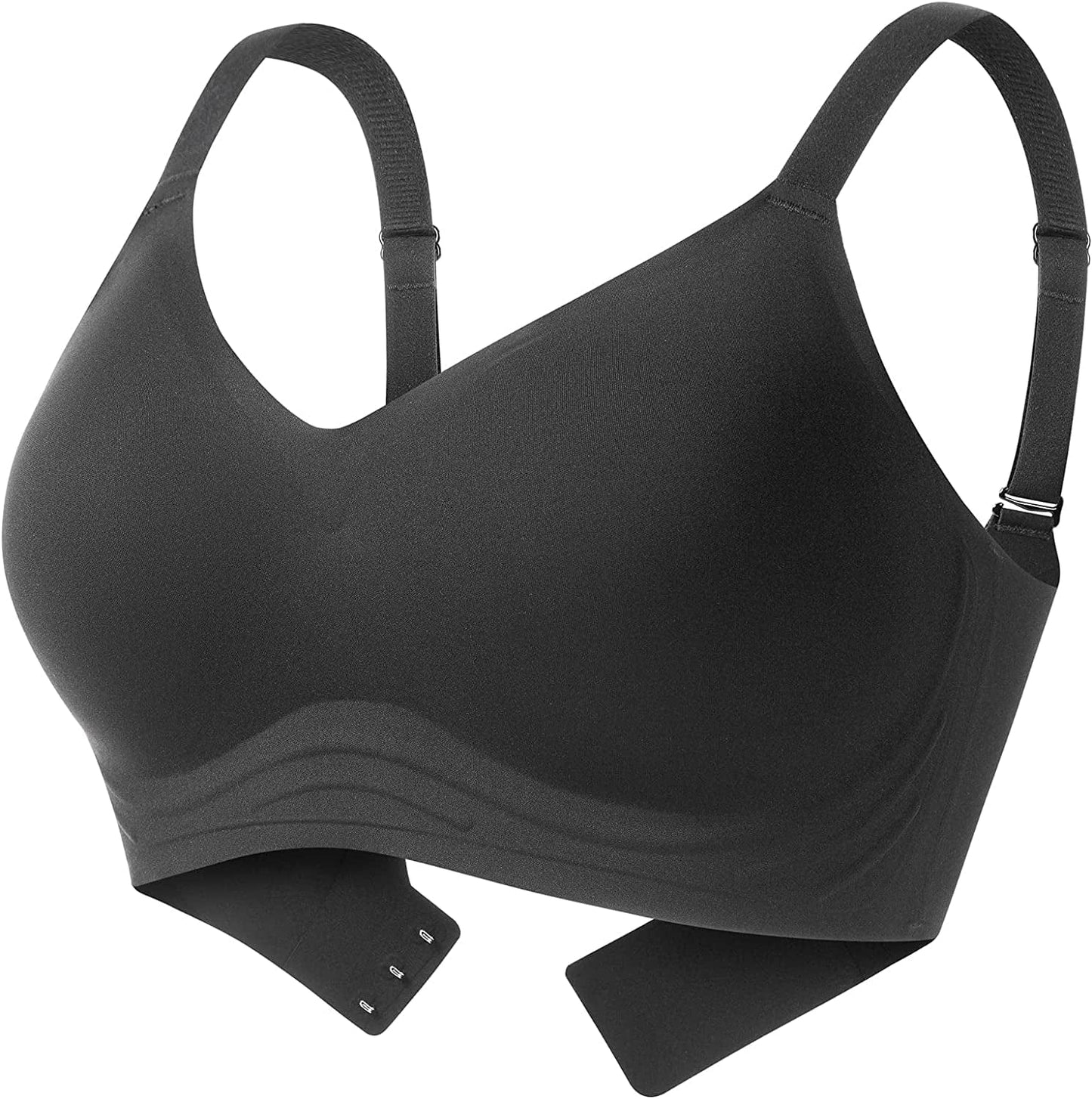 Wireless Bra for Women Seamless Support Bra for Women No Underwire Comfort Fixed Pads Invisible Bralette Black / X-Large