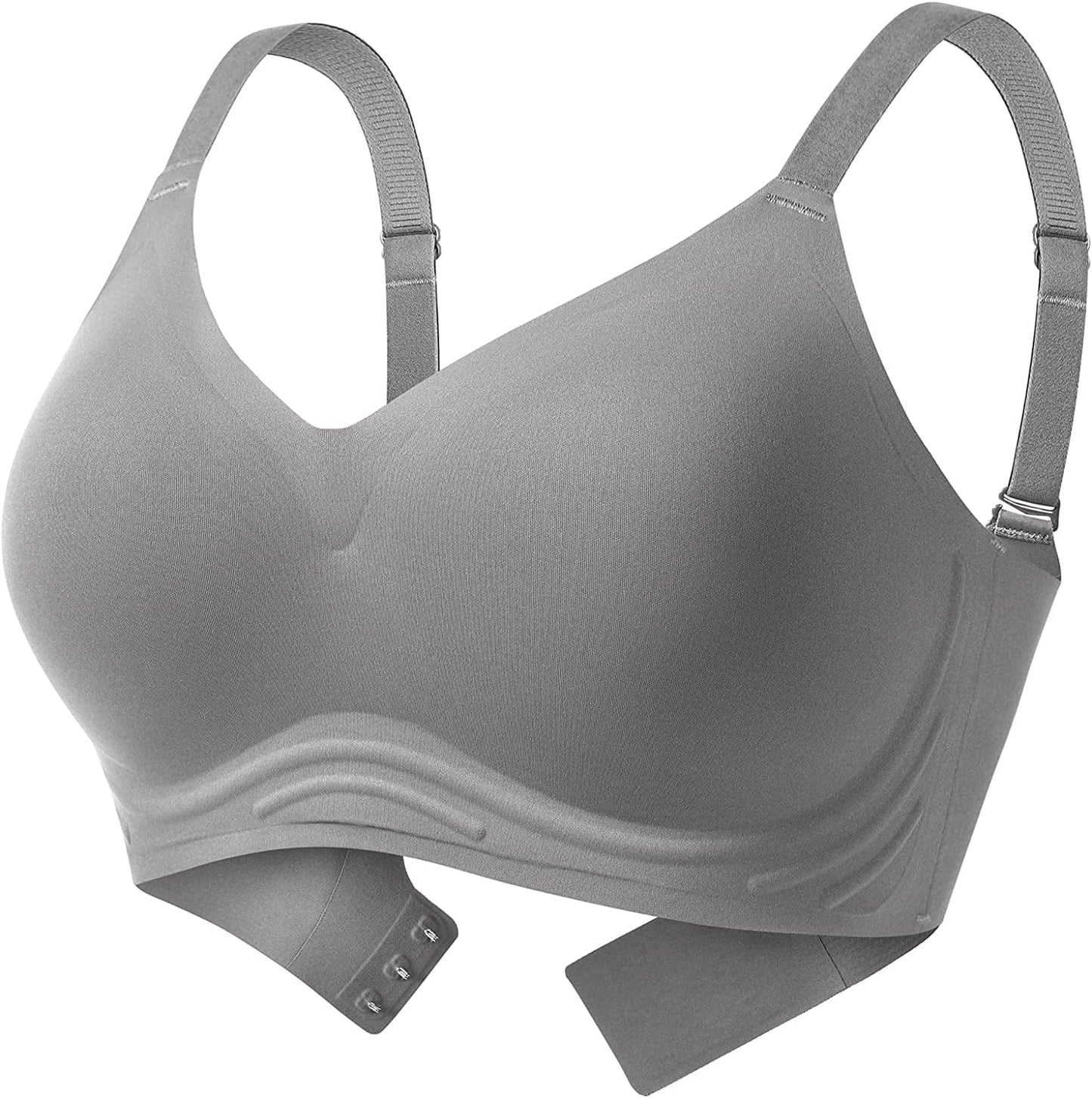Wireless Bra for Women Seamless Support Bra for Women No Underwire Comfort Fixed Pads Invisible Bralette Grey / Large