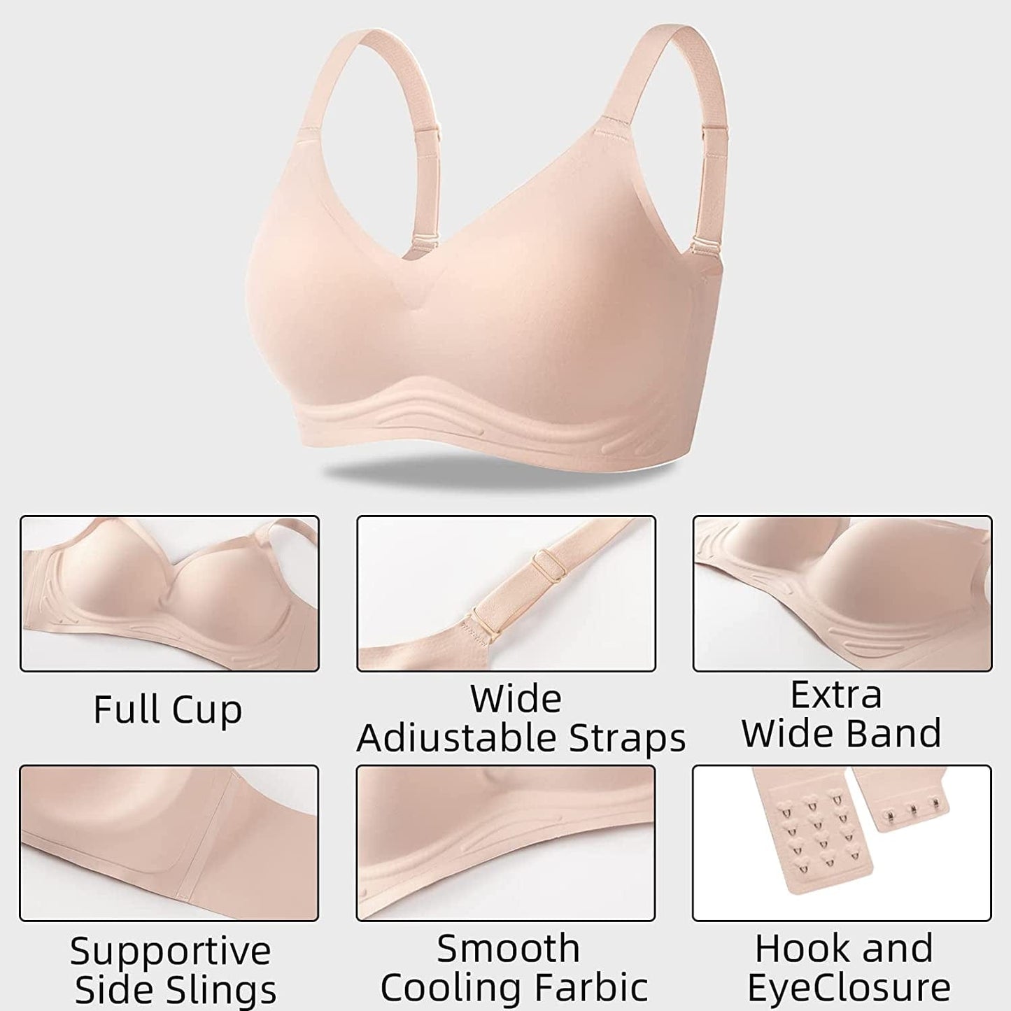 Wireless Bra for Women Seamless Support Bra for Women No Underwire Comfort Fixed Pads Invisible Bralette