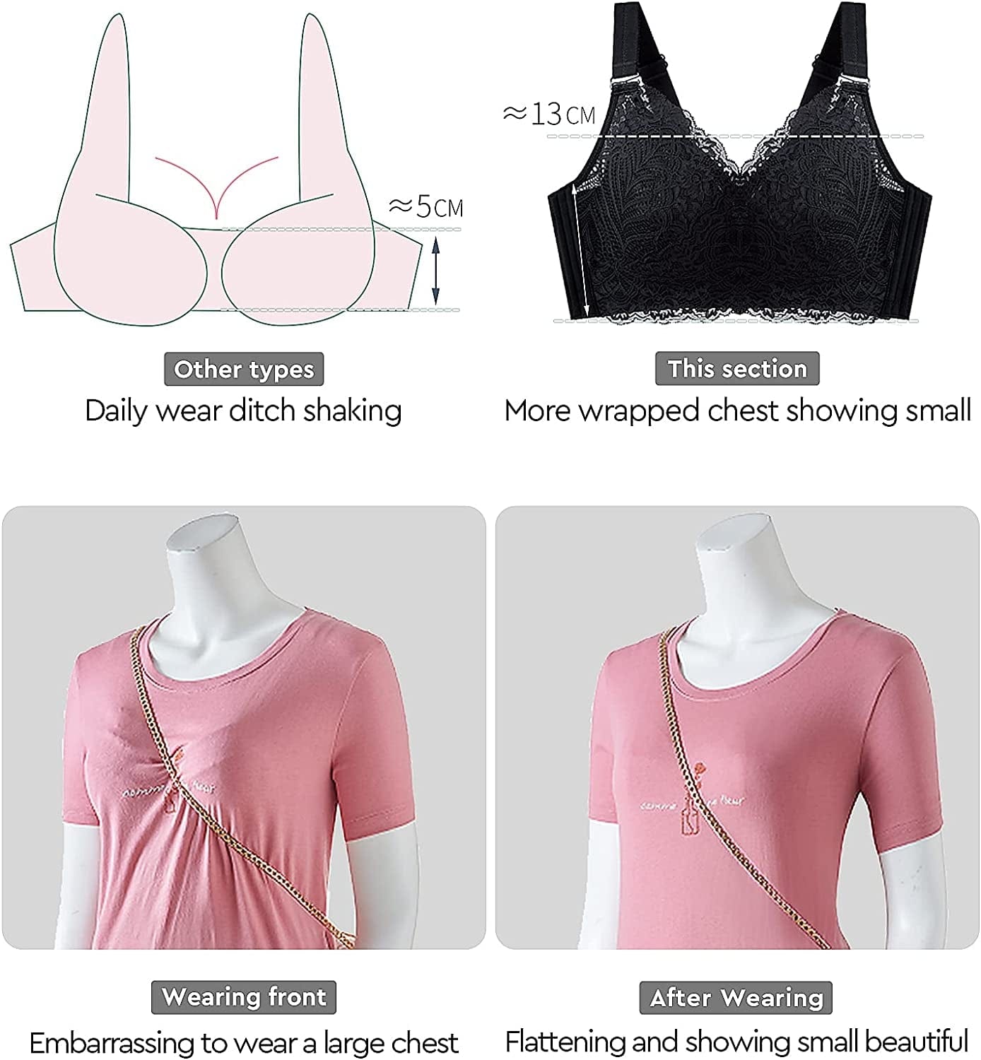 Wireless Bras for Women Full Coverage Comfortable Soft Minimizer Smoothing Back Everyday Bra