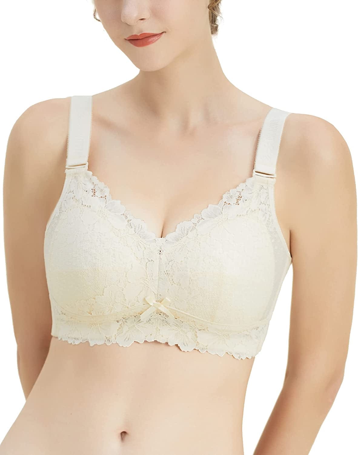 Wireless Full Figure plus Size Minimizer Lightly Lined Cups Womens Bra Beige / 36C