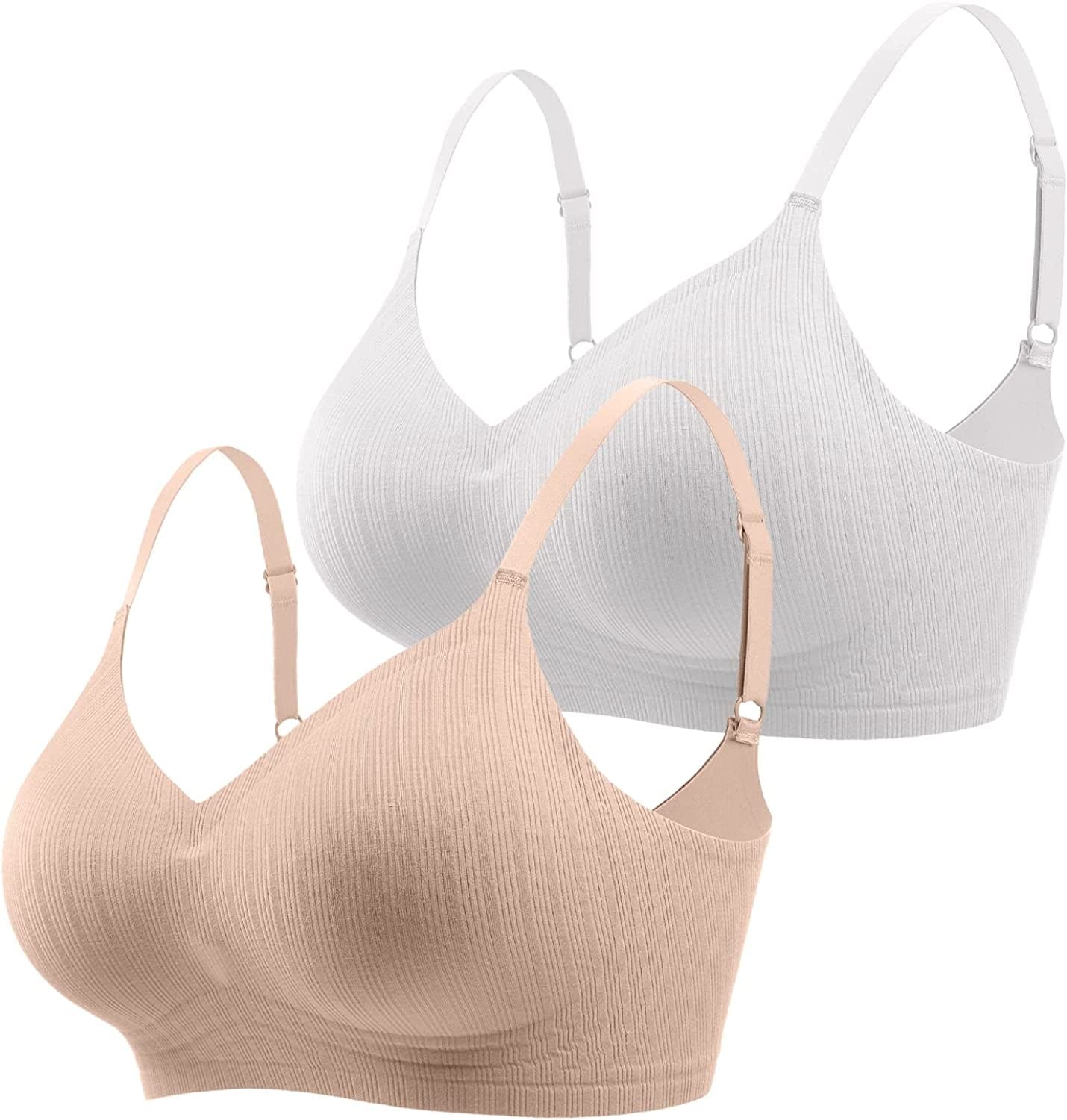 Wireless Push up Bra for Women Silicone Soft Support Seamless Adjustable Comfortable Wire Free Bralette White Nude / X-Large Petite