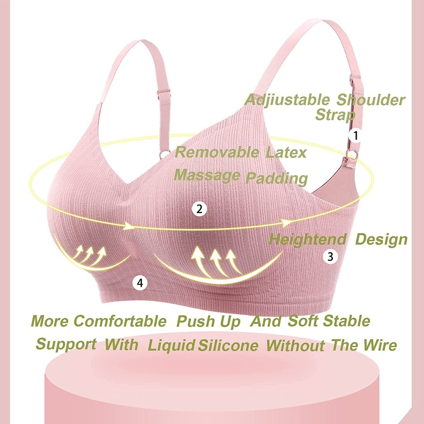 Wireless Push up Bra for Women Silicone Soft Support Seamless Adjustable Comfortable Wire Free Bralette