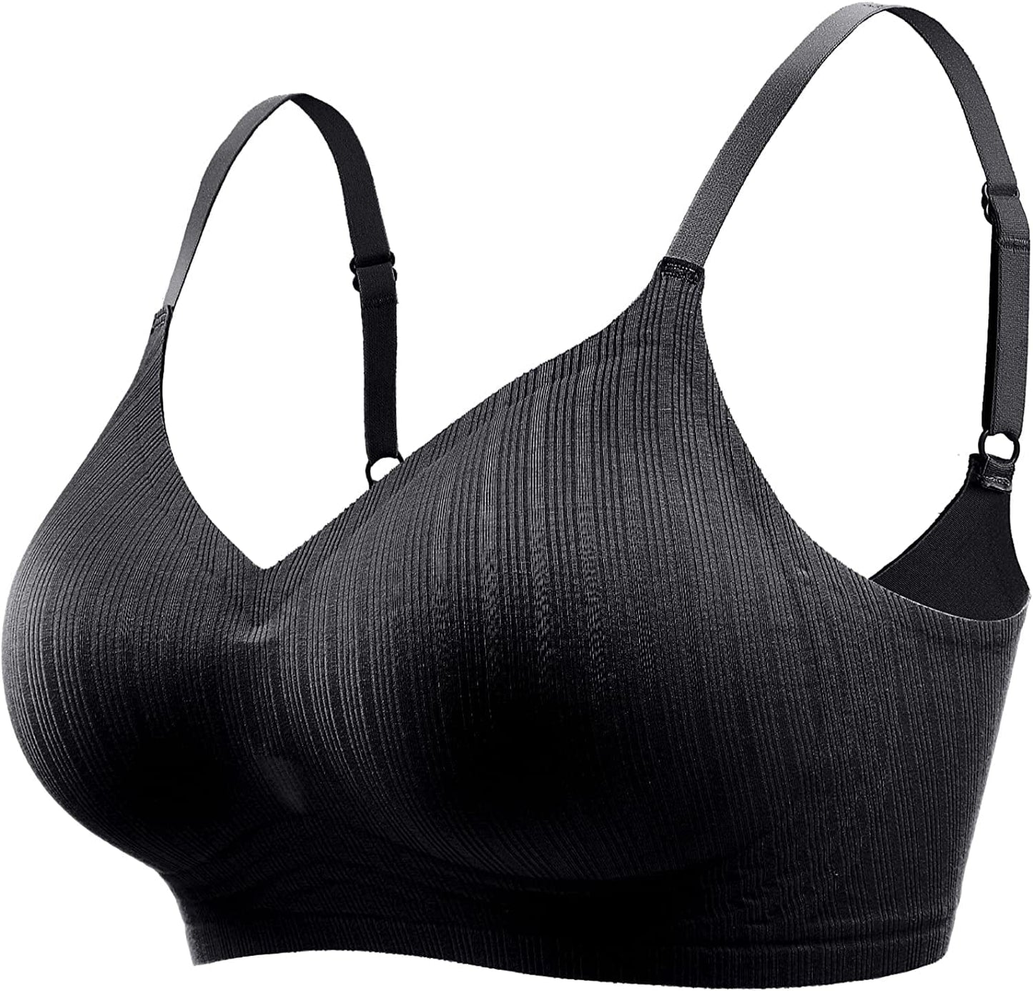 Wireless Push up Bra for Women Silicone Soft Support Seamless Adjustable Comfortable Wire Free Bralette Black / X-Large Petite