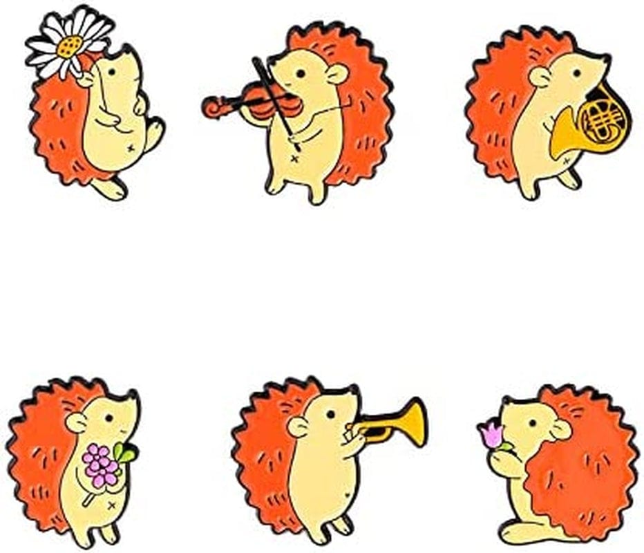 WITHYU Cute Animal, Punk,Art,Science , Animation Enamel Pins, Cartoon Personality Pin Set for Kids, Teens, Women, Badge Decor Pins for Jackets, Lapel, Backpack, Hat Hedgehog