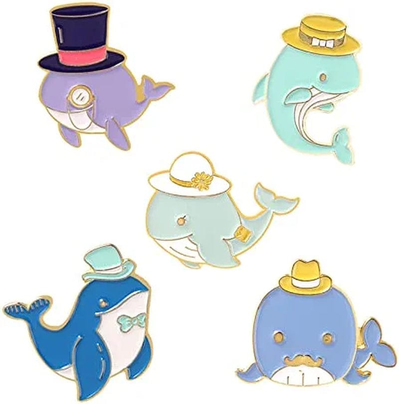 WITHYU Cute Animal, Punk,Art,Science , Animation Enamel Pins, Cartoon Personality Pin Set for Kids, Teens, Women, Badge Decor Pins for Jackets, Lapel, Backpack, Hat Hat Whale
