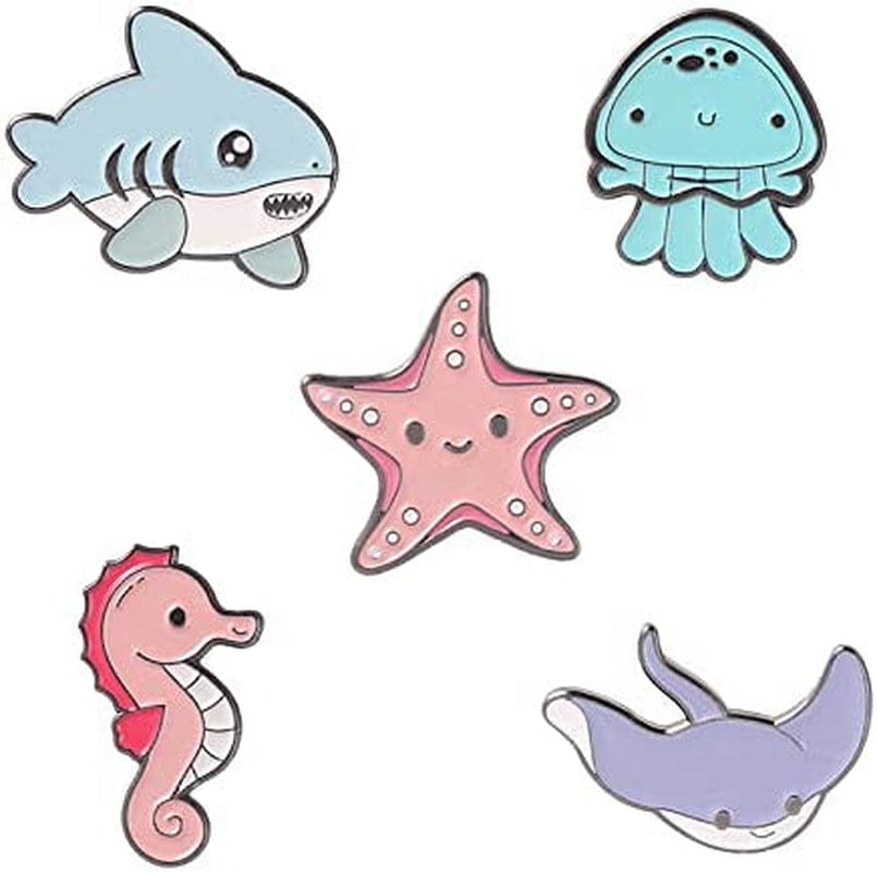 WITHYU Cute Animal, Punk,Art,Science , Animation Enamel Pins, Cartoon Personality Pin Set for Kids, Teens, Women, Badge Decor Pins for Jackets, Lapel, Backpack, Hat Marine Life